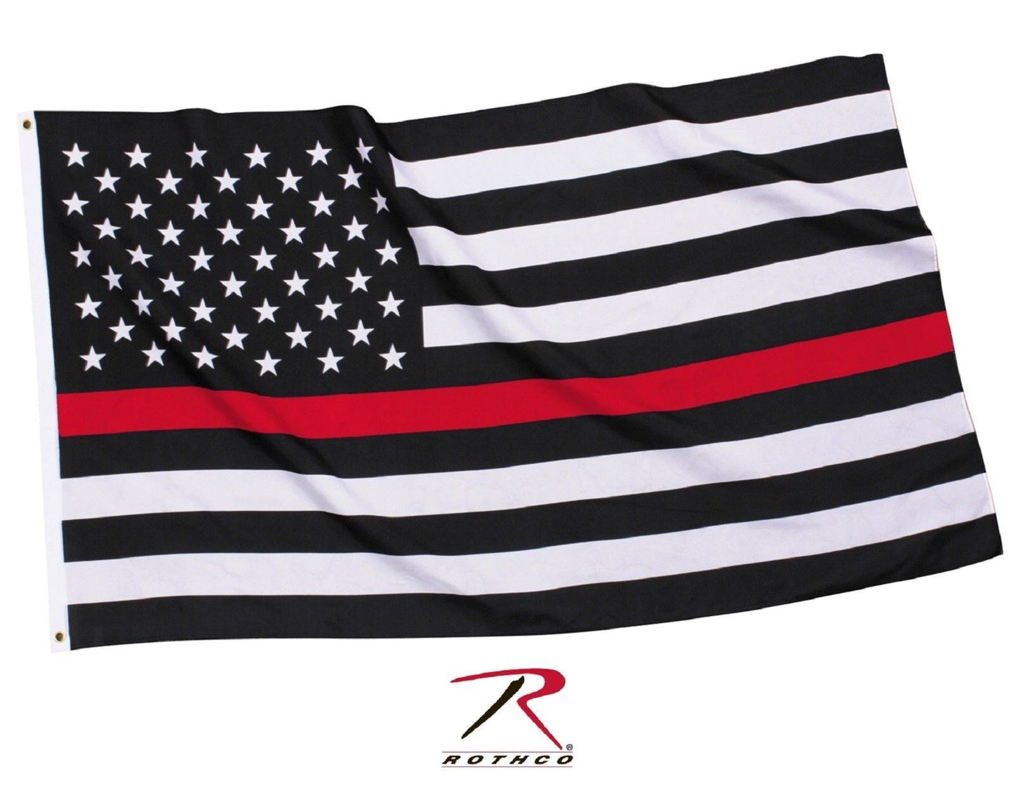 The Thin Red Line Polyester Hanging Flag - Fireman Support USA Flag