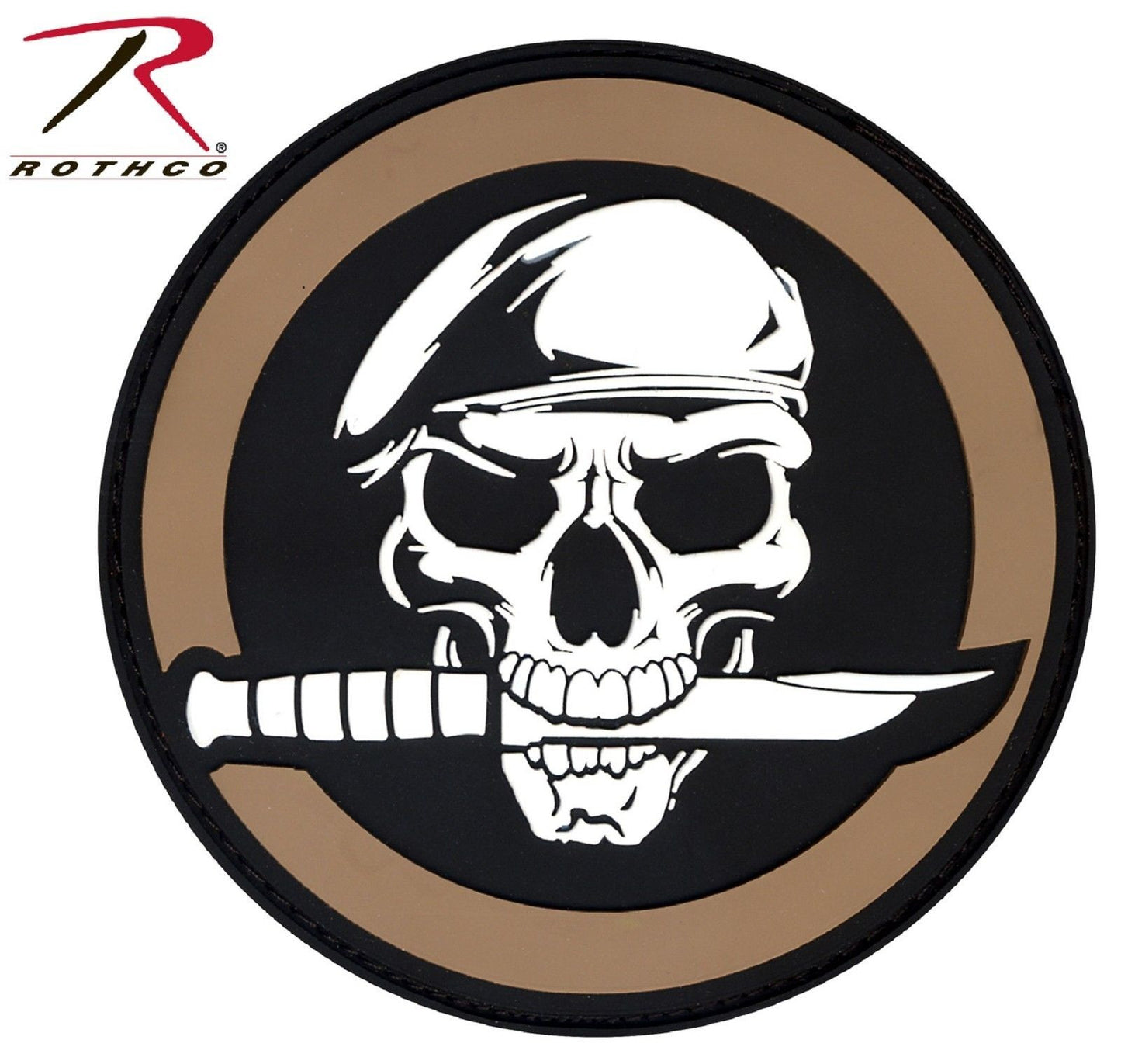 Skull & Knife PVC Morale Patch - Velcro Type Hook-Back Tactical Patches