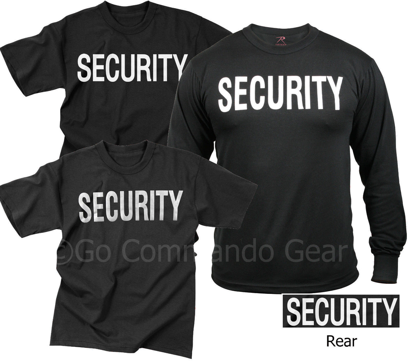Security T-Shirt Tees Event Bouncer Staff Double Sided Black Tee Shirts