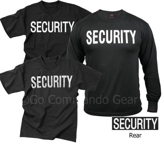 Security T-Shirt Tees Event Bouncer Staff Double Sided Black Tee Shirts