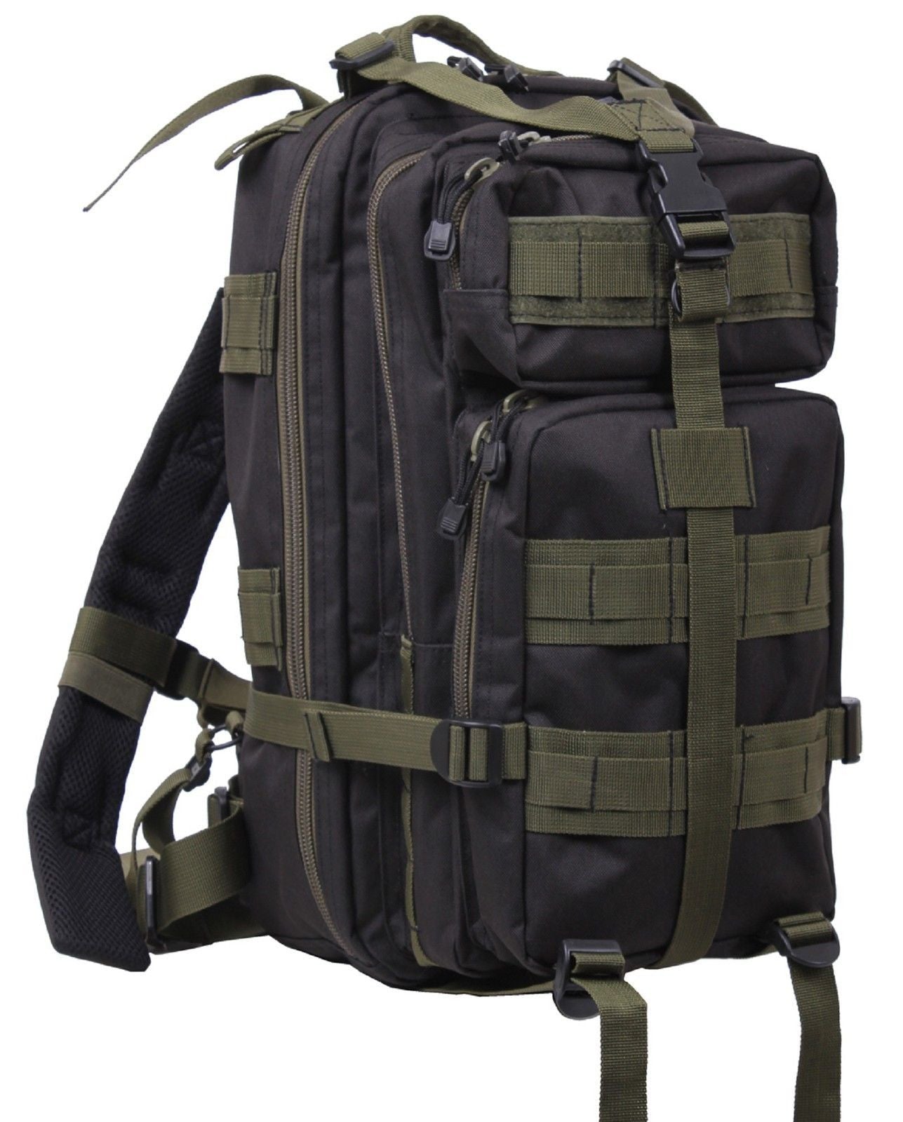 Olive Drab & Black Medium Transport Pack - Rothco 17" MOLLE Tactical Backpack