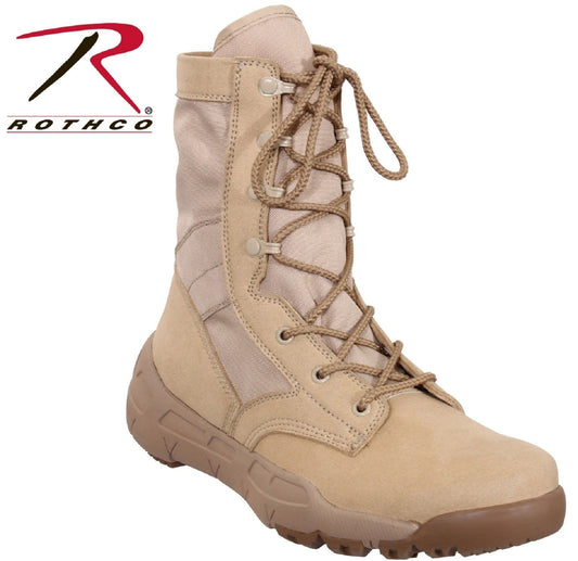 Lightweight V-Max Tactical Boots - Rothco Desert Tan 8.5" Field Duty Work Boot