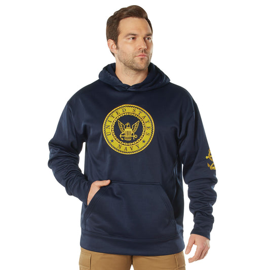 US Navy Emblem Pullover Hooded Sweatshirt - Embroidered NAVY Logo Hoodie