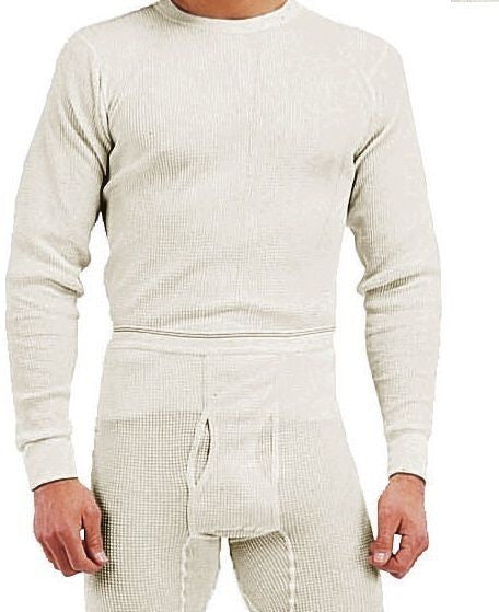 Winter Thermal Knit Underwear - Cold Weather Long John Top or Bottom White