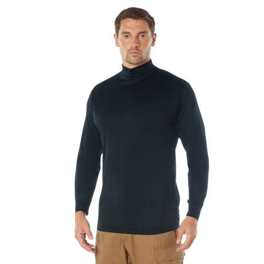 Rothco Midnight Navy Blue Moisture Wicking Long Sleeve Mock Turtleneck Shirt