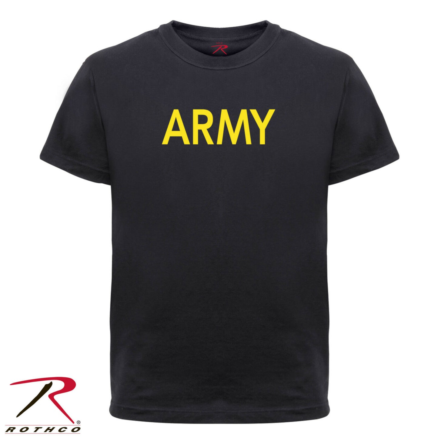 Rothco Kid's Black T-Shirt With Gold ARMY Lettering - ARMY Physical Training Tee