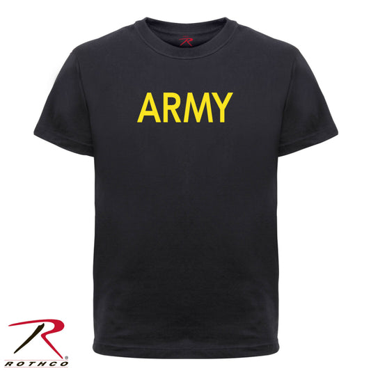Rothco Kid's Black T-Shirt With Gold ARMY Lettering - ARMY Physical Training Tee