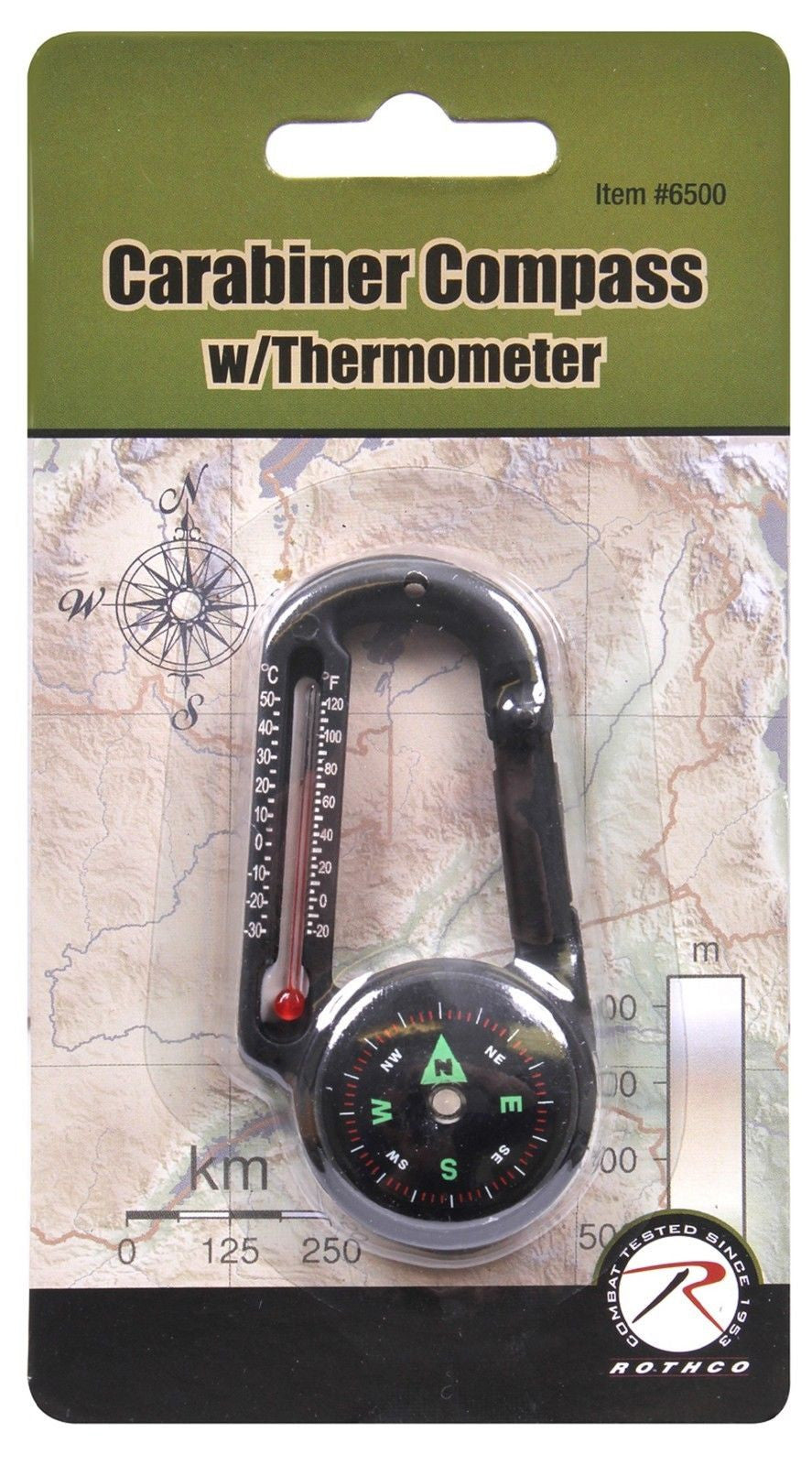 Rothco Carabiner Compass & Thermometer Outdoor Survival Tool 6500