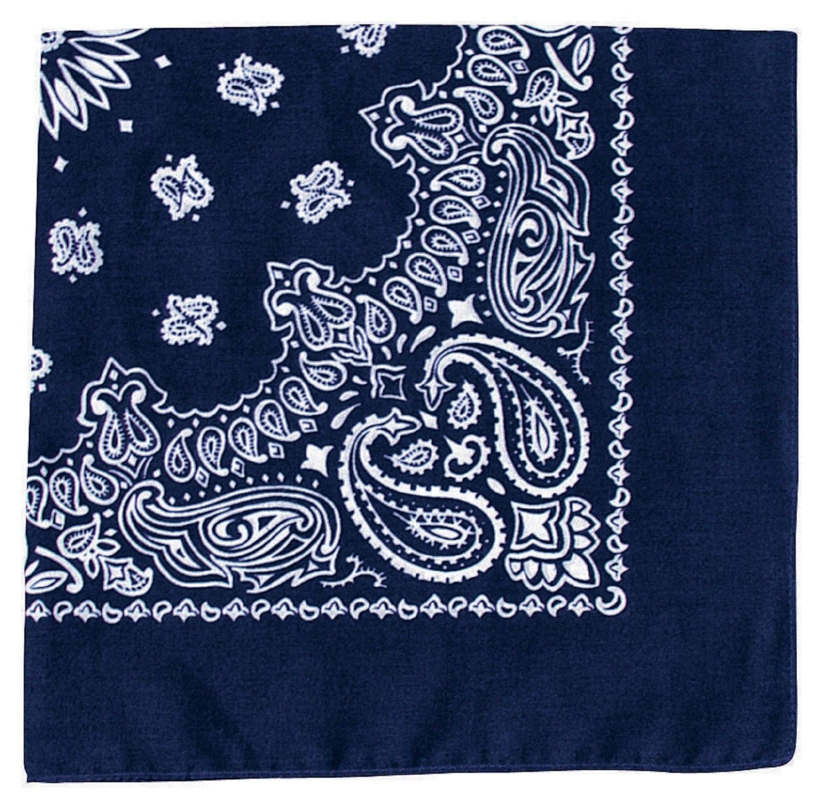 Navy Blue w/ White Paisley