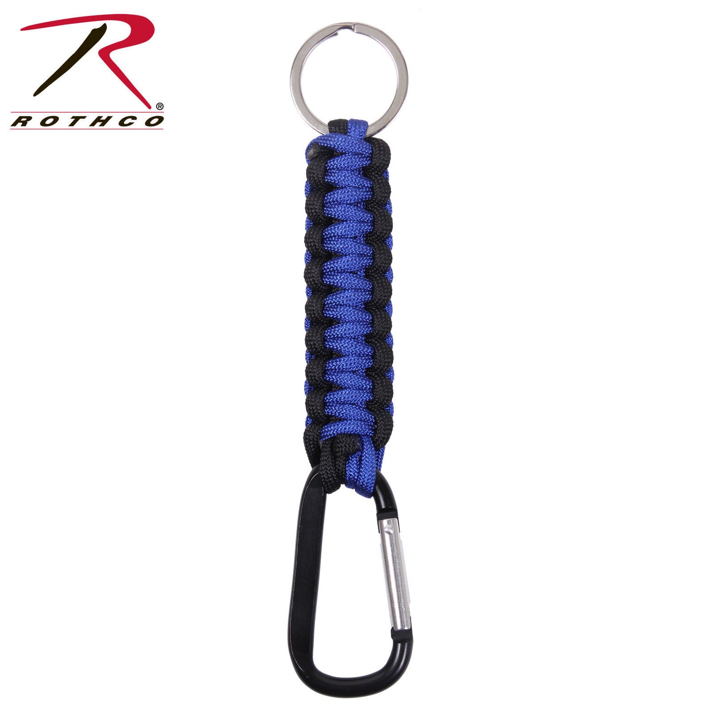 Rothco Thin Blue Line Paracord Keychain With 60 MM Black Carabiner