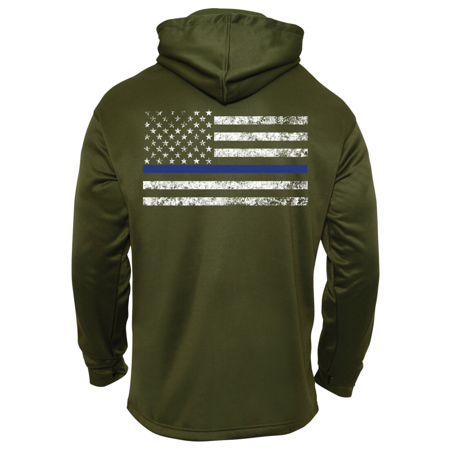Olive Drab USA Flag Thin Blue Line Concealed Carry Hoodie Sweatshirt