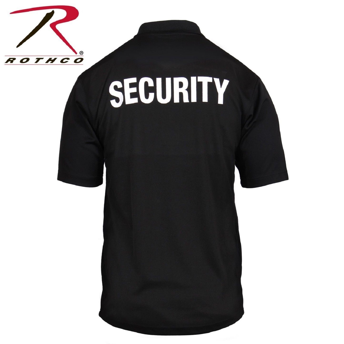 Mens Black SECURITY Print Badge Moisture Wicking Lightweight Polo Golf Shirt