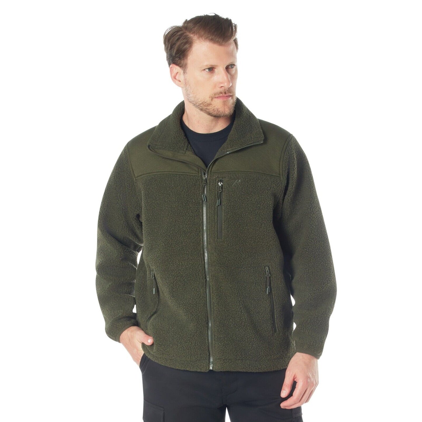 Rothco Trailsman Sherpa Fleece Jacket - Midweight Tactical Fleece Zip-Up Jacket