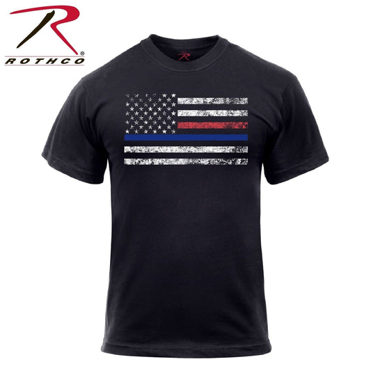 Men's Thin Blue Line & Thin Red Line T-Shirt - Fire Dept. & Law Support Tee