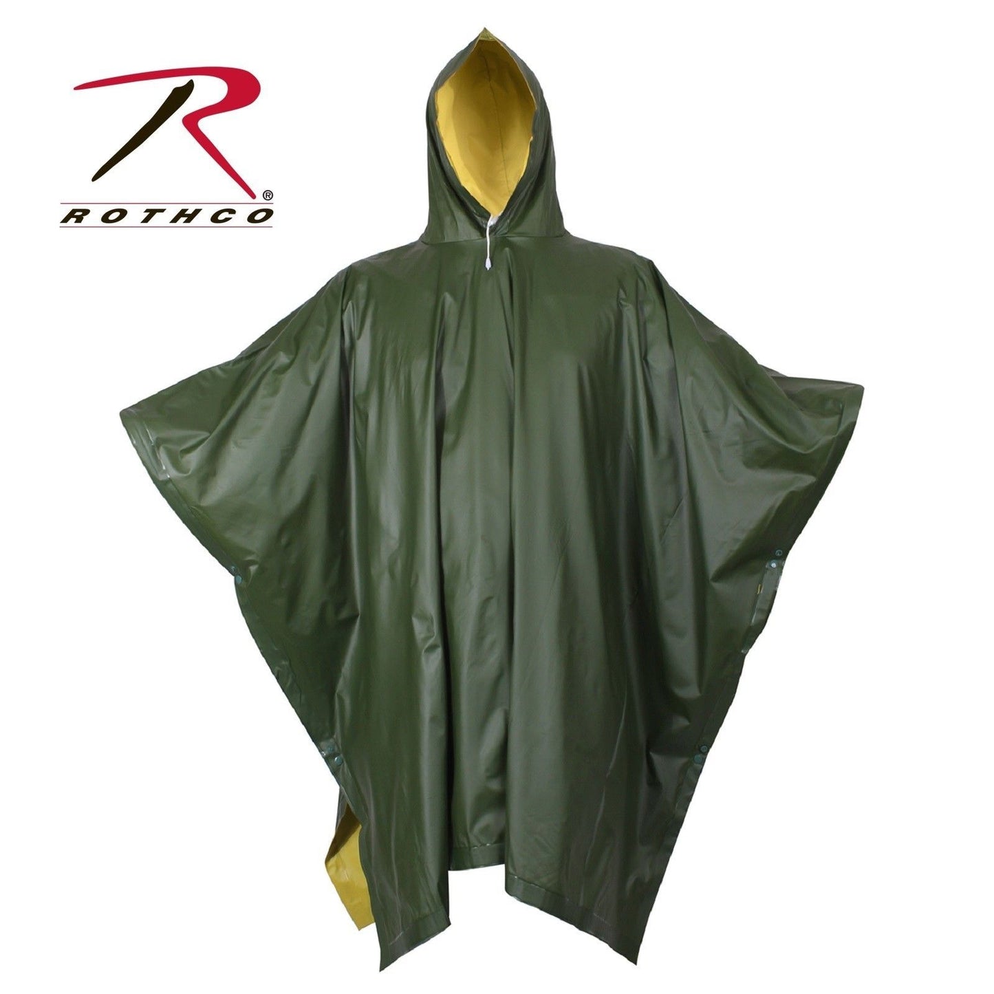 Rothco Reversible Rubberized Poncho - Olive Drab/Yellow Reversible Rain Poncho