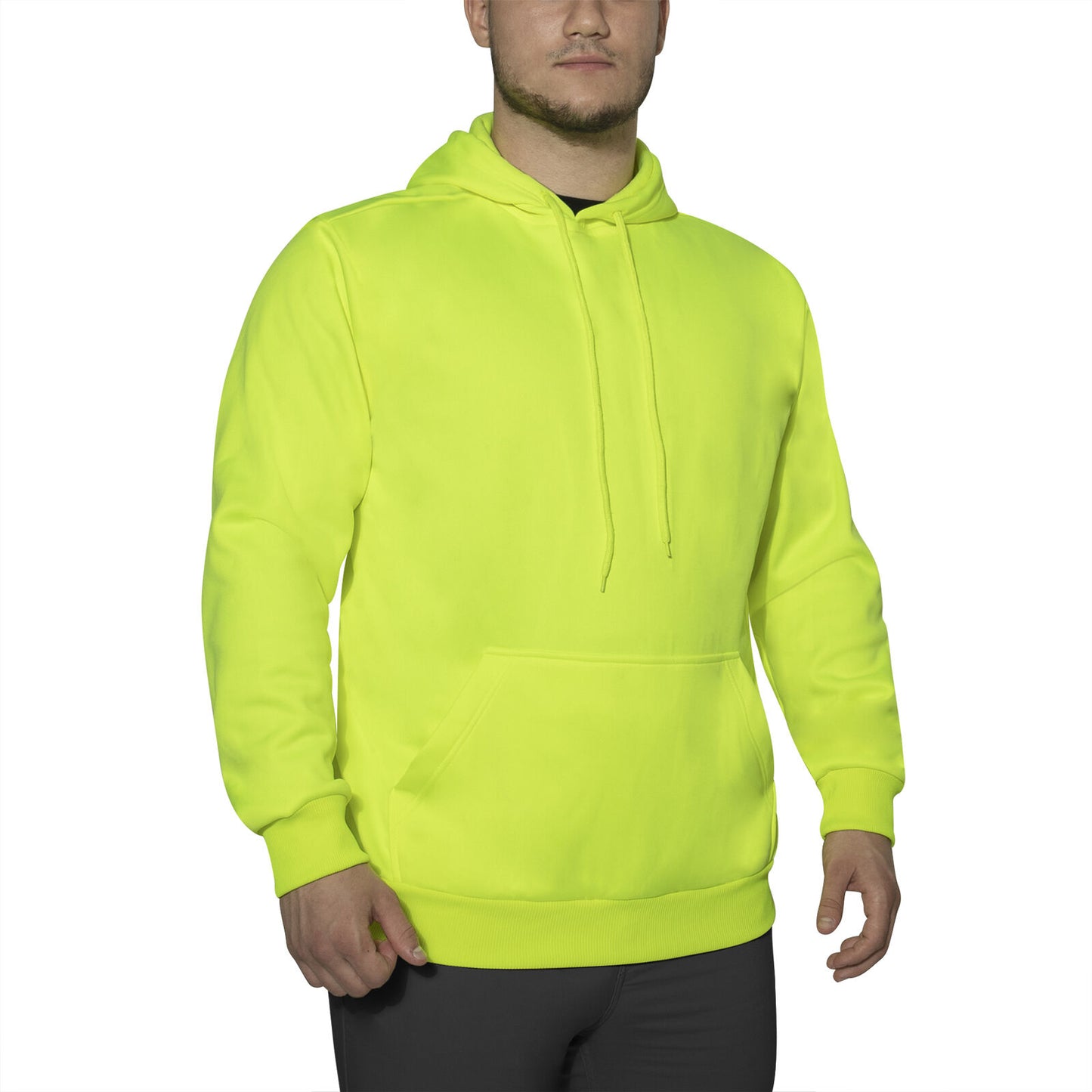 Mens Safety Green High-Vis Performance Hoodie Pullover Sweatshirt