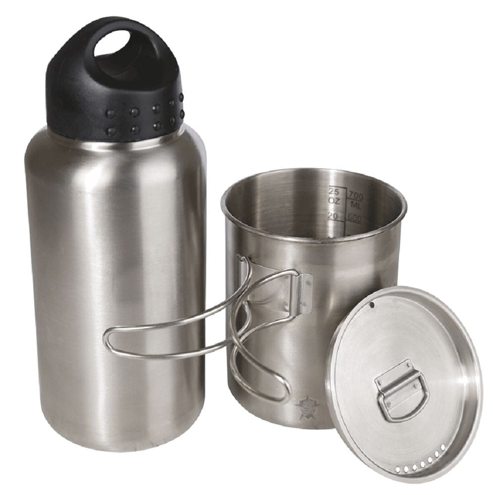 5ive Star Gear Water Bottle Kit Includes 1L Bottle Cup/Pot & Vented Lid/Strainer