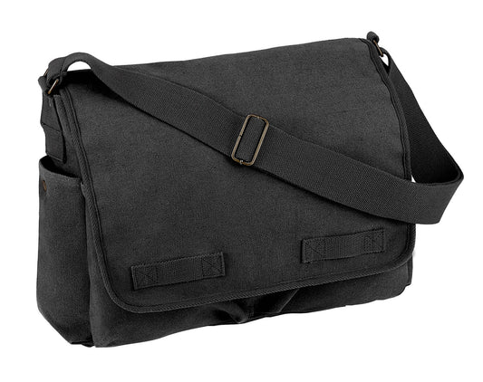 Charcoal Grey Vintage Look Unwashed Canvas Tactical Messenger Bag 15x11x6