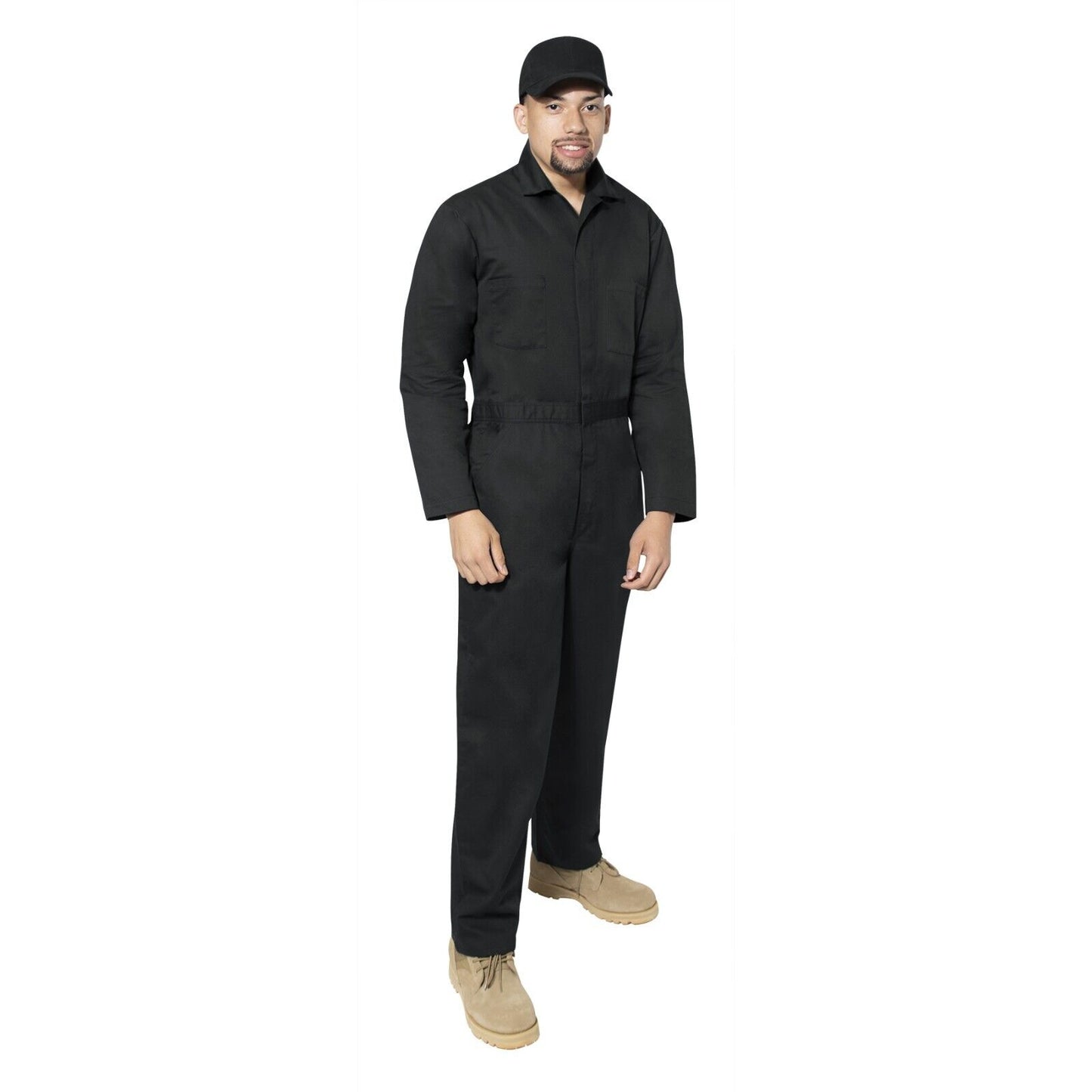Men's Black or Midnight Navy Blue Workwear Coverall Mechanic Jumpsuit Uniform