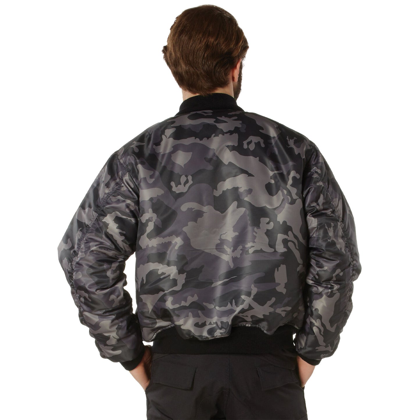 Rothco Black Camo MA-1 Army Reversible Flight Jacket