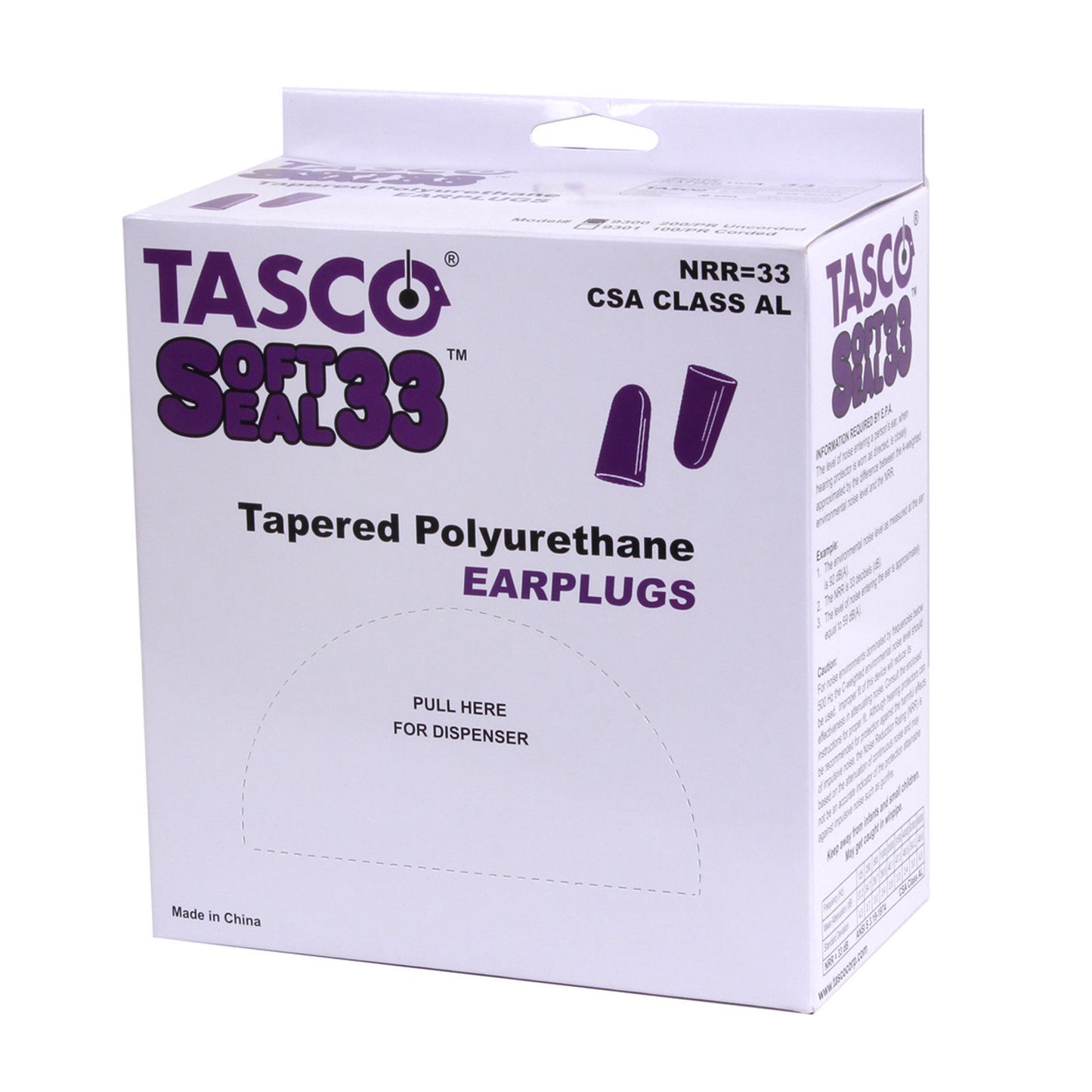 Tasco Non-Corded Disposable Ear Plugs - 200 Pairs - 33dB NRR