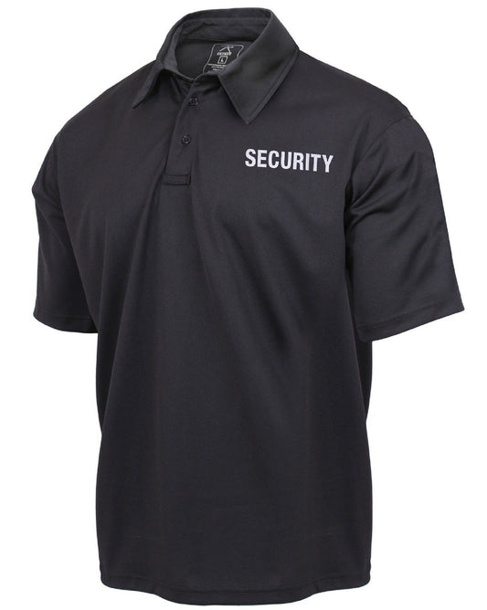 Mens Black Double Sided SECURITY Lightweight Moisture Wicking Polo Shirt