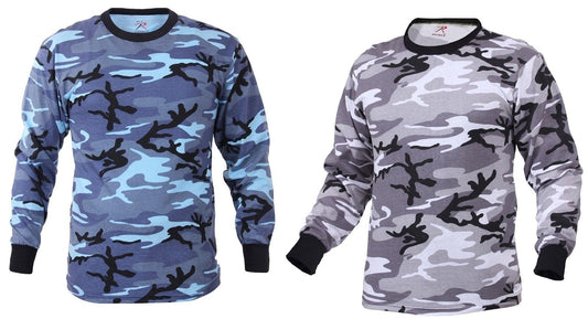 Sky Blue Camo or City Camouflage Long Sleeve Cotton T-Shirt Rothco 67790
