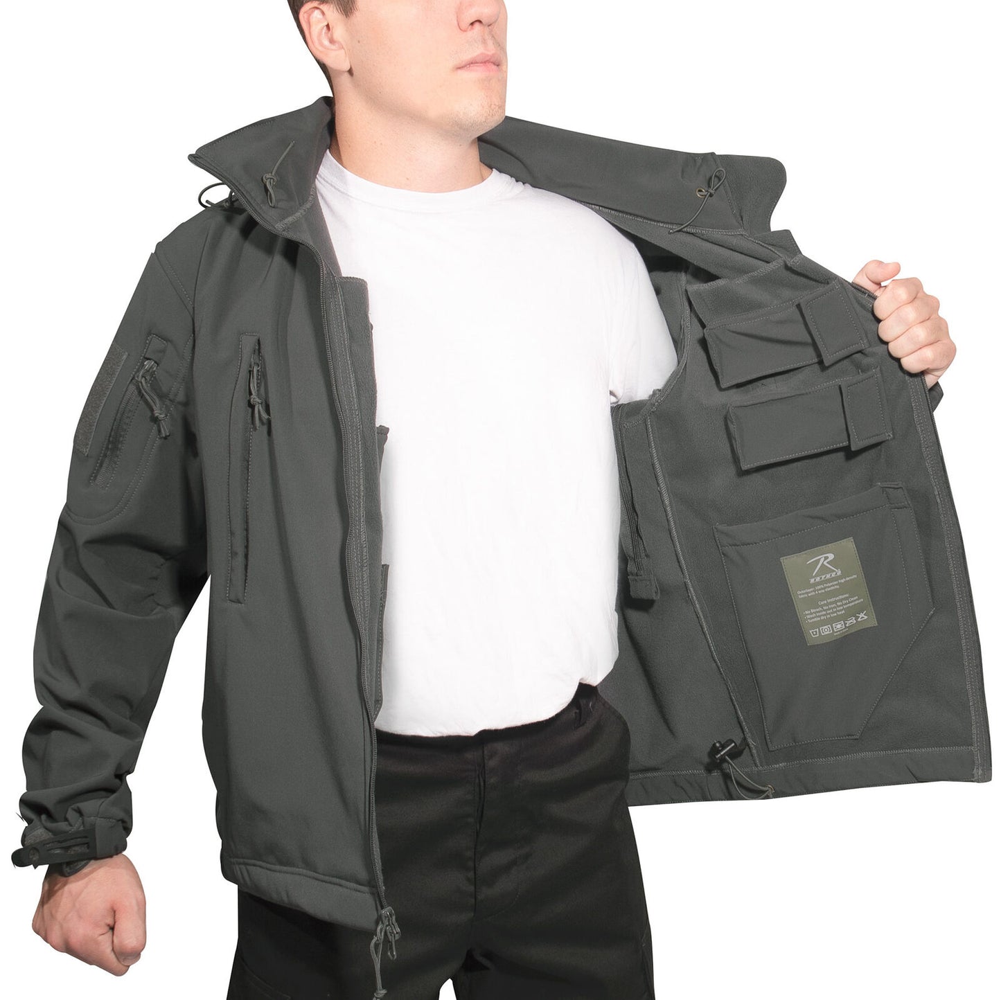 Men's Gunmetal Grey Concealed Carry Soft Shell Jacket w/ Removable Hood