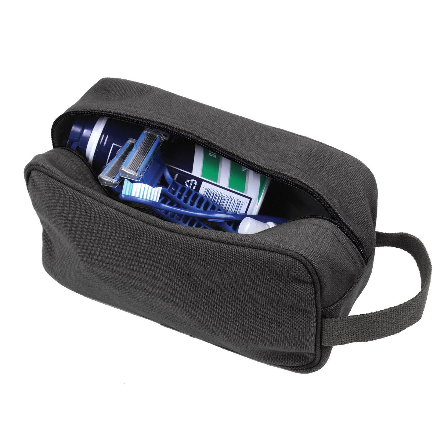 Charcoal Grey Tactical Travel Toiletry Bag Zippered Canvas