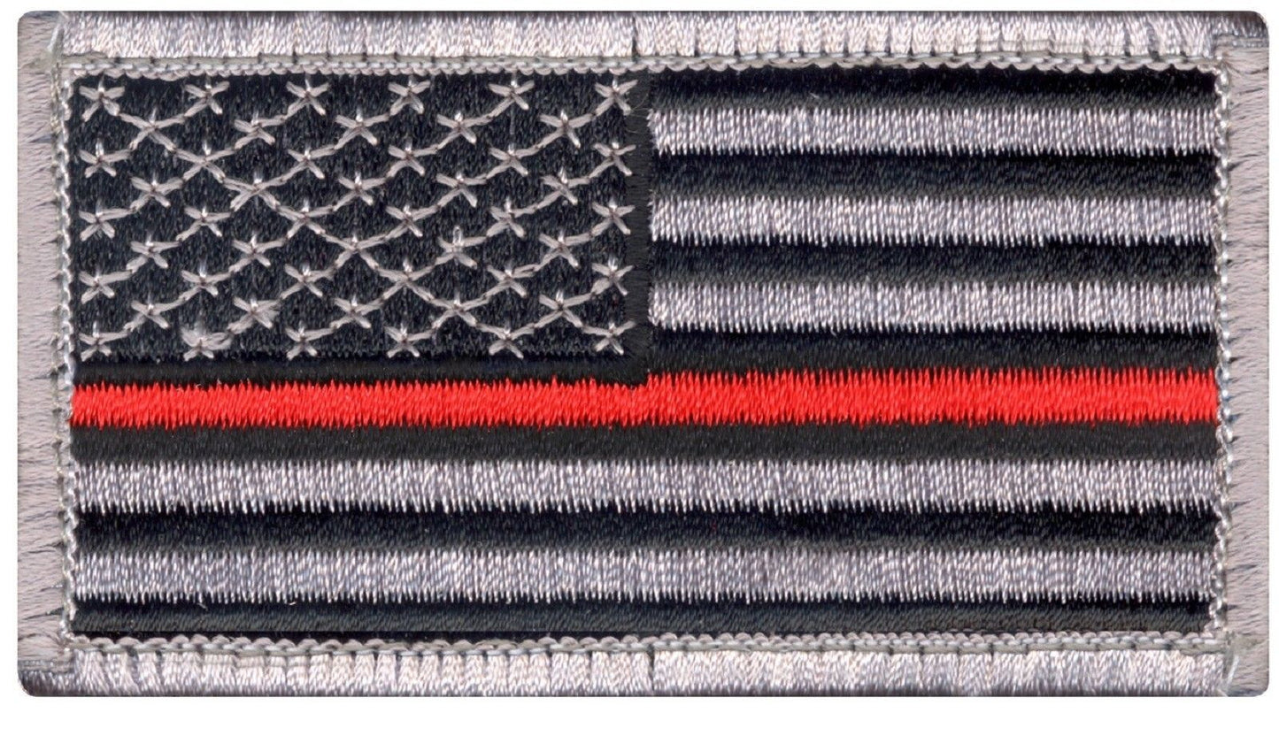 The Thin Red Line USA Flag Tactical Morale Patch - Rothco Hook Back Patches