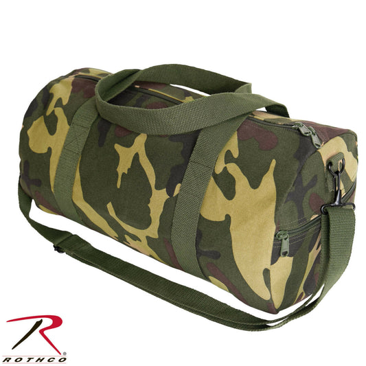 19 Inch Camouflage Canvas Shoulder Duffle Bag - Rothco Woodland Camo Gear Bag