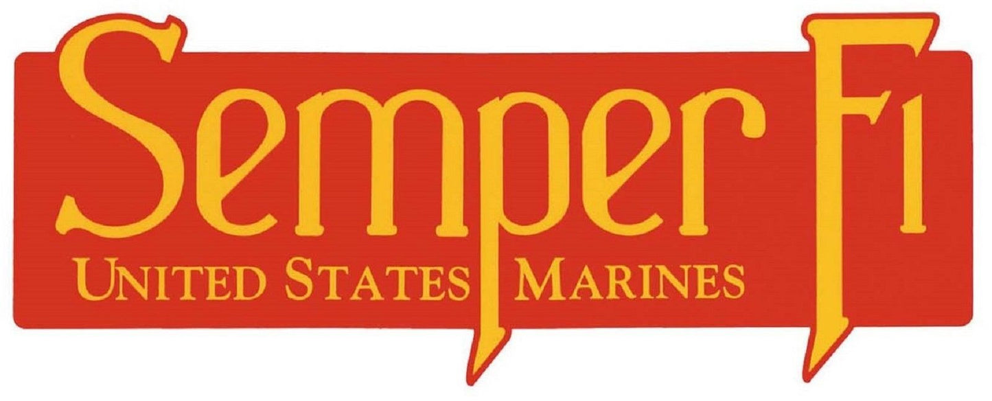 USMC Semper Fi United States Marines Bumper Sticker - Red 11" Outside Car Decal