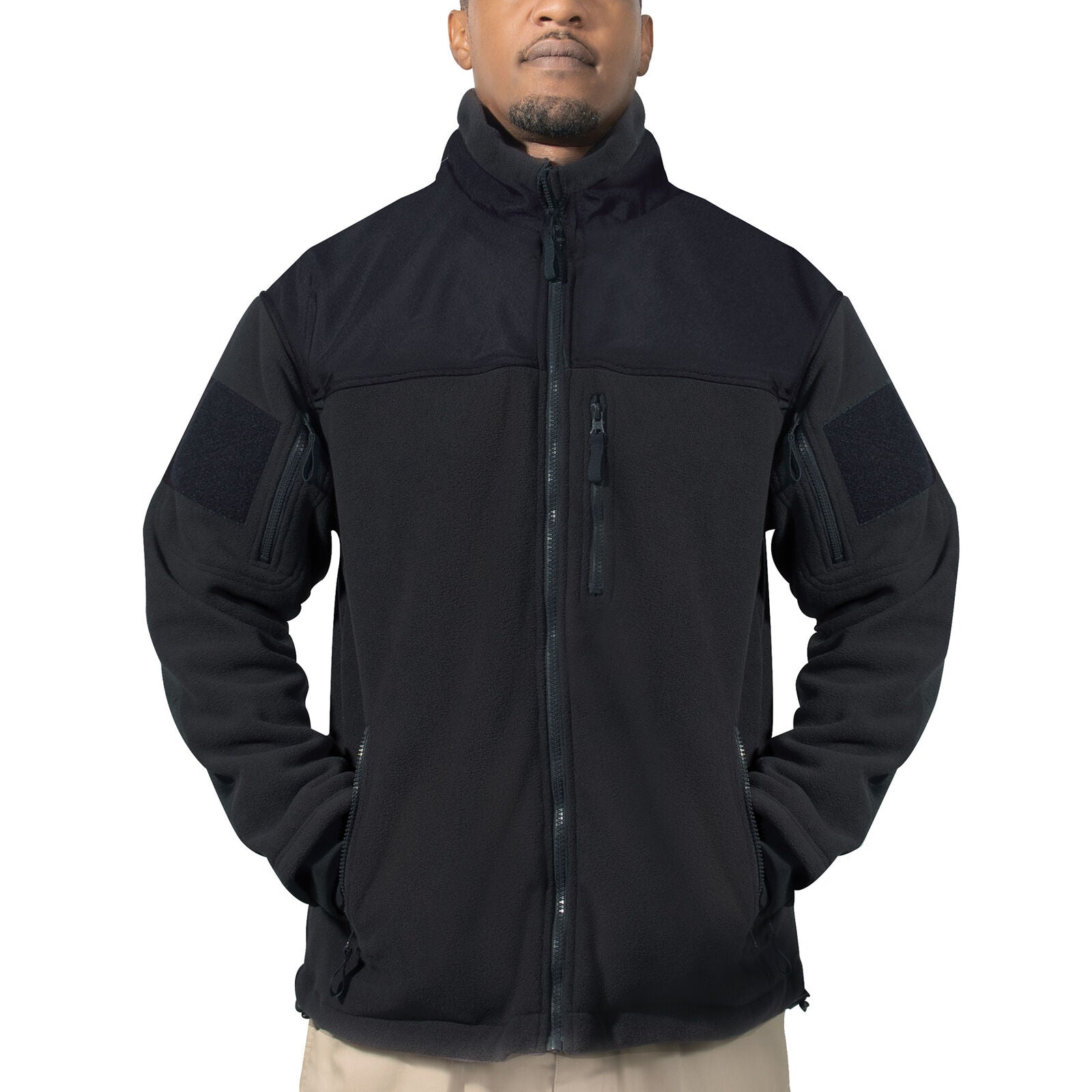 Military Tactical Fleece Jacket – Heavy Duty Windproof Teddy Fleece With 5 Pockets & Velcro Patches For Outdoor, Bushcraft, Survival