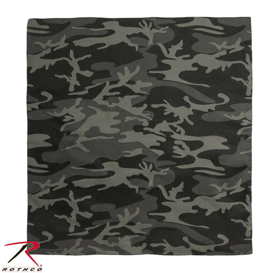 Rothco Black Camo Fashion Bandana - 27"x27" 100% Cotton Headwrap