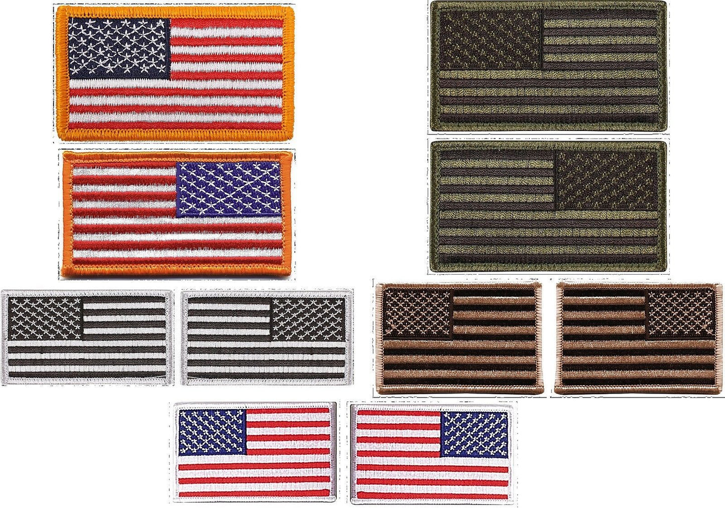 American Flag Iron-On Patch Gold Trim – Rock Band Patches