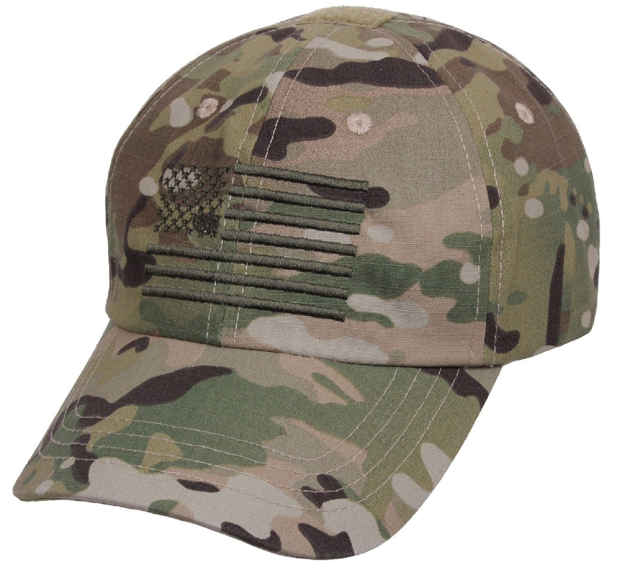 Men's MultiCam Embroidered USA Flag Tactical Cap - Adjustable Camo