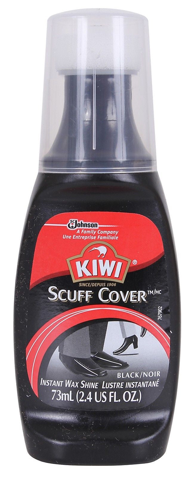 Black Shoe Scuff & Scrape Cover 2.4 oz KIWI Instant Wax Shoe Scuff Repair Bottle
