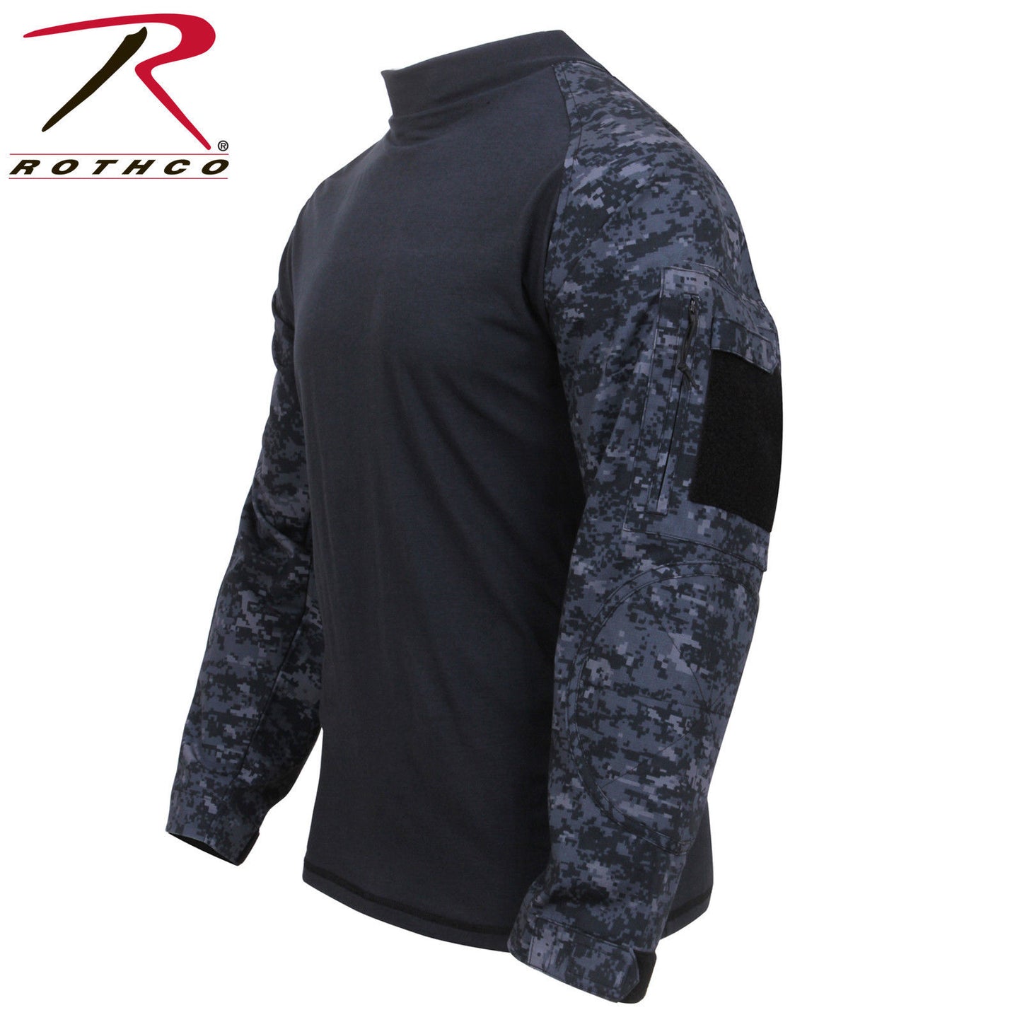 Men's Midnight Digital Camo Combat Shirt - Includes 2 2"x3" US Flag Patches