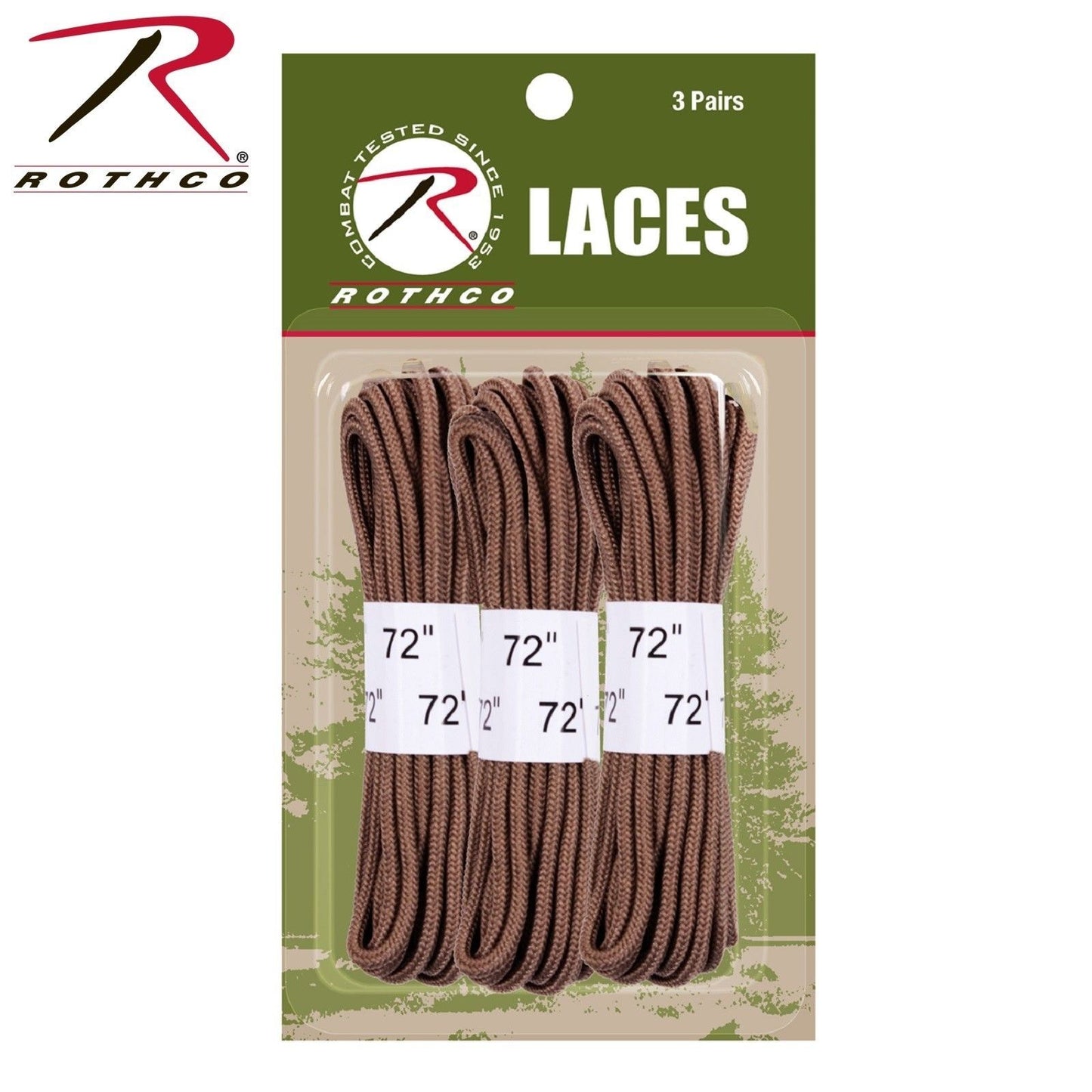 Rothco Coyote Brown 72" Boot Laces - 3 Pack Replacement Laces w Heat Formed Tips