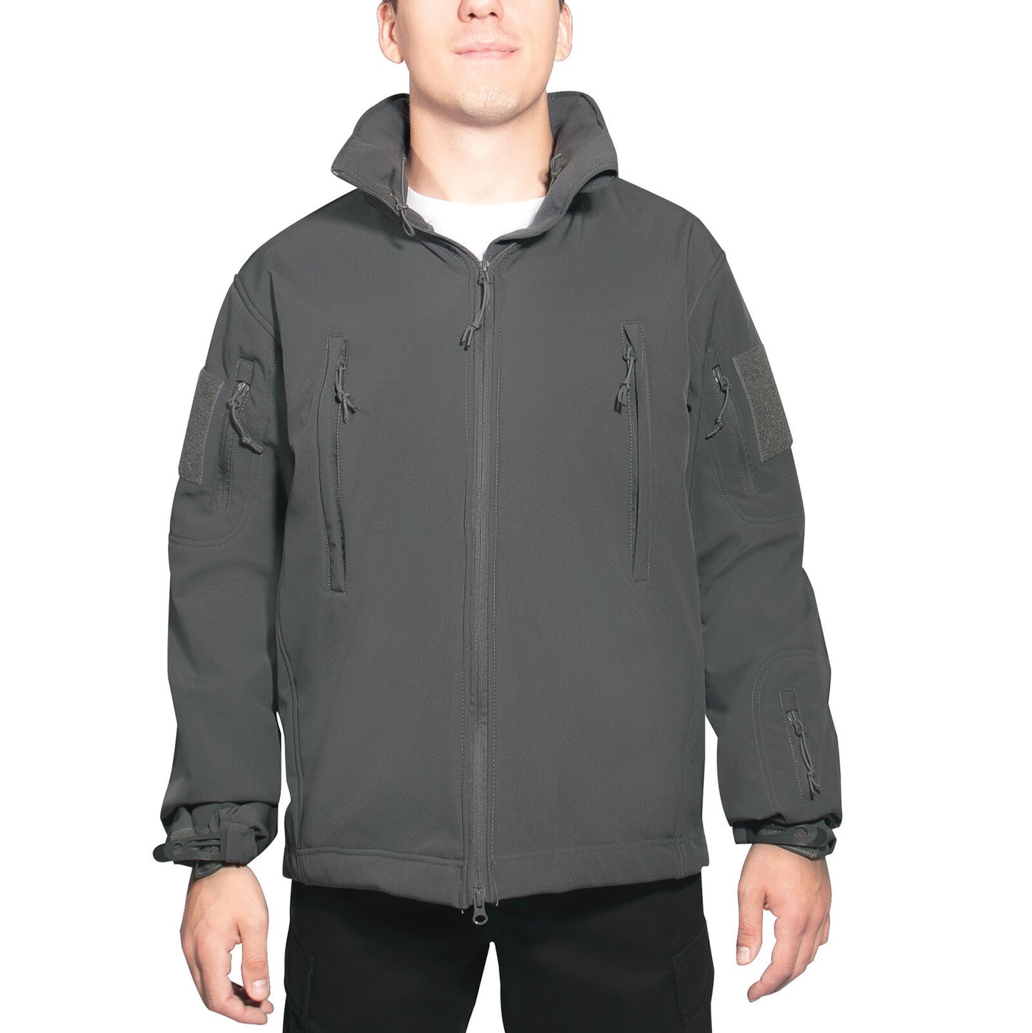 Men's Gunmetal Grey Concealed Carry Soft Shell Jacket w/ Removable Hood