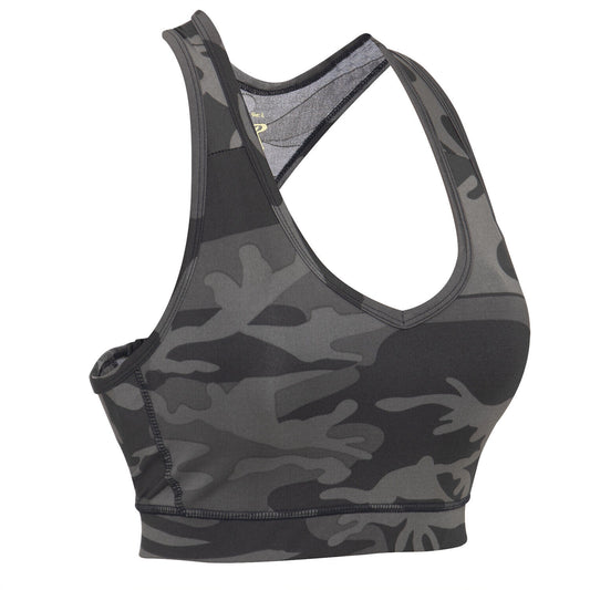 Women's Black Camo Sports Bra - Rothco Ladies Athletic Performance Top