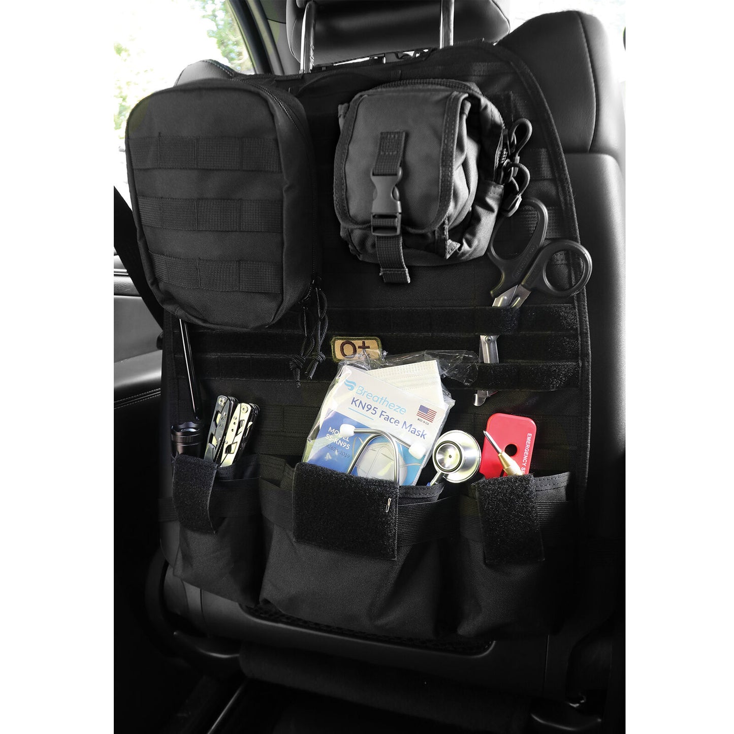 Rothco Tactical Car Seat Panel in Black - MOLLE Compatible Car Storage Gear