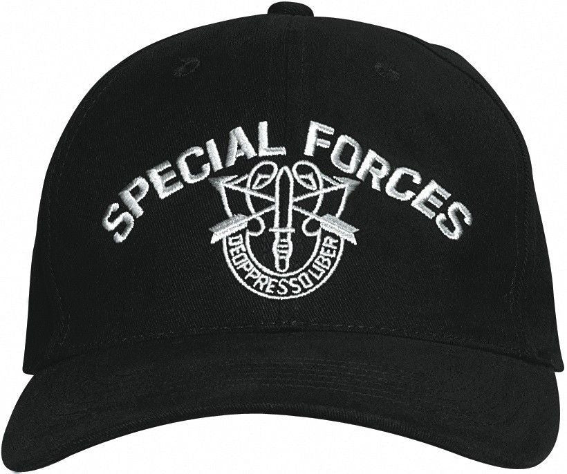 Special Forces Baseball Cap In Black With Embroidered Insignia