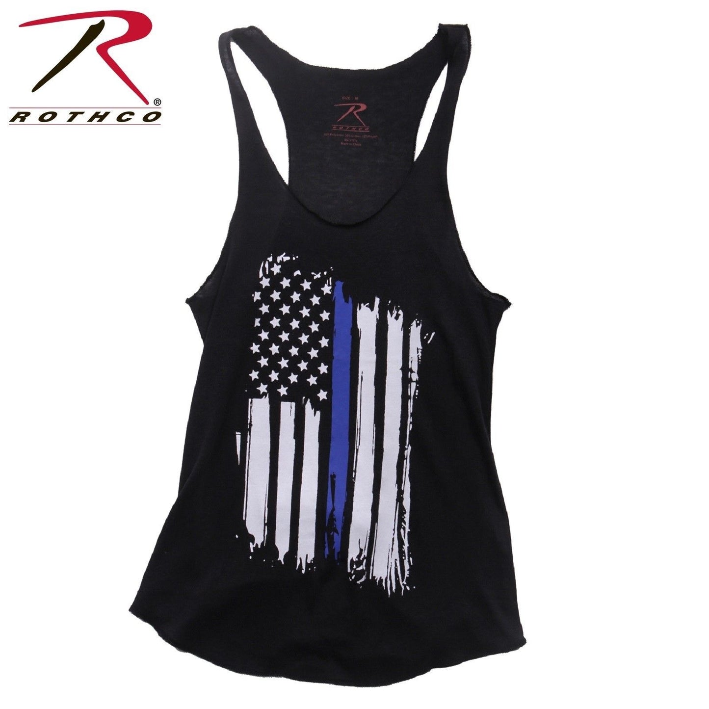 Women's Thin Blue Line Flag Racerback Tank Top - Womens Black Tank Top With TBL
