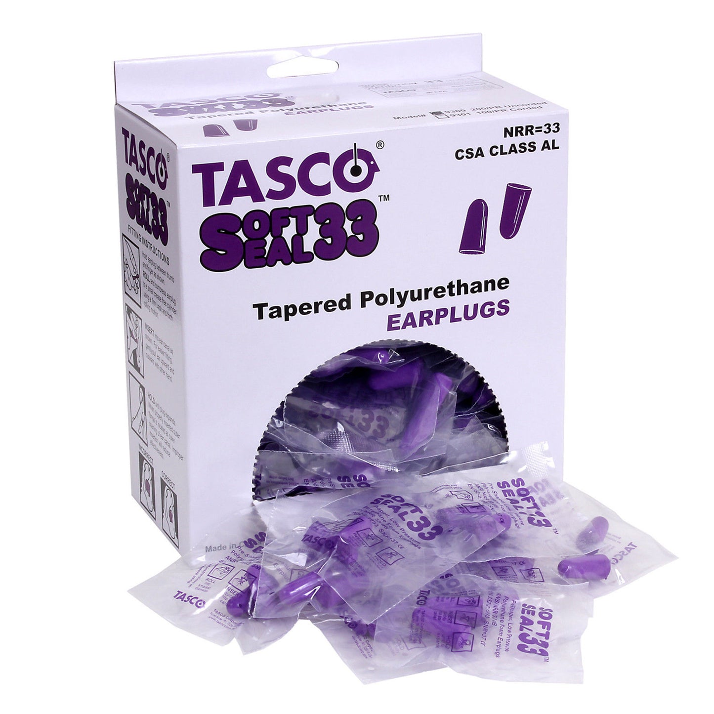 Tasco Non-Corded Disposable Ear Plugs - 200 Pairs - 33dB NRR
