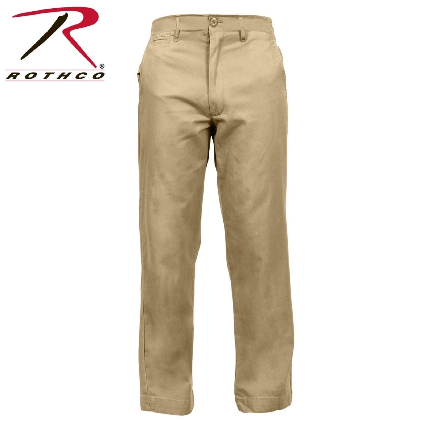 Mens Washed Cotton Khaki Chino Pants - Rothco GI-Style Vintage
