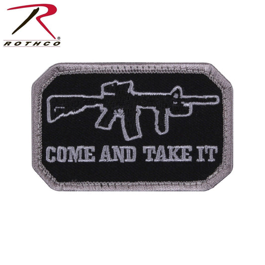 Rothco "Come And Take It" Morale Patch - Black/Silver Tactical Hook & Loop Patch