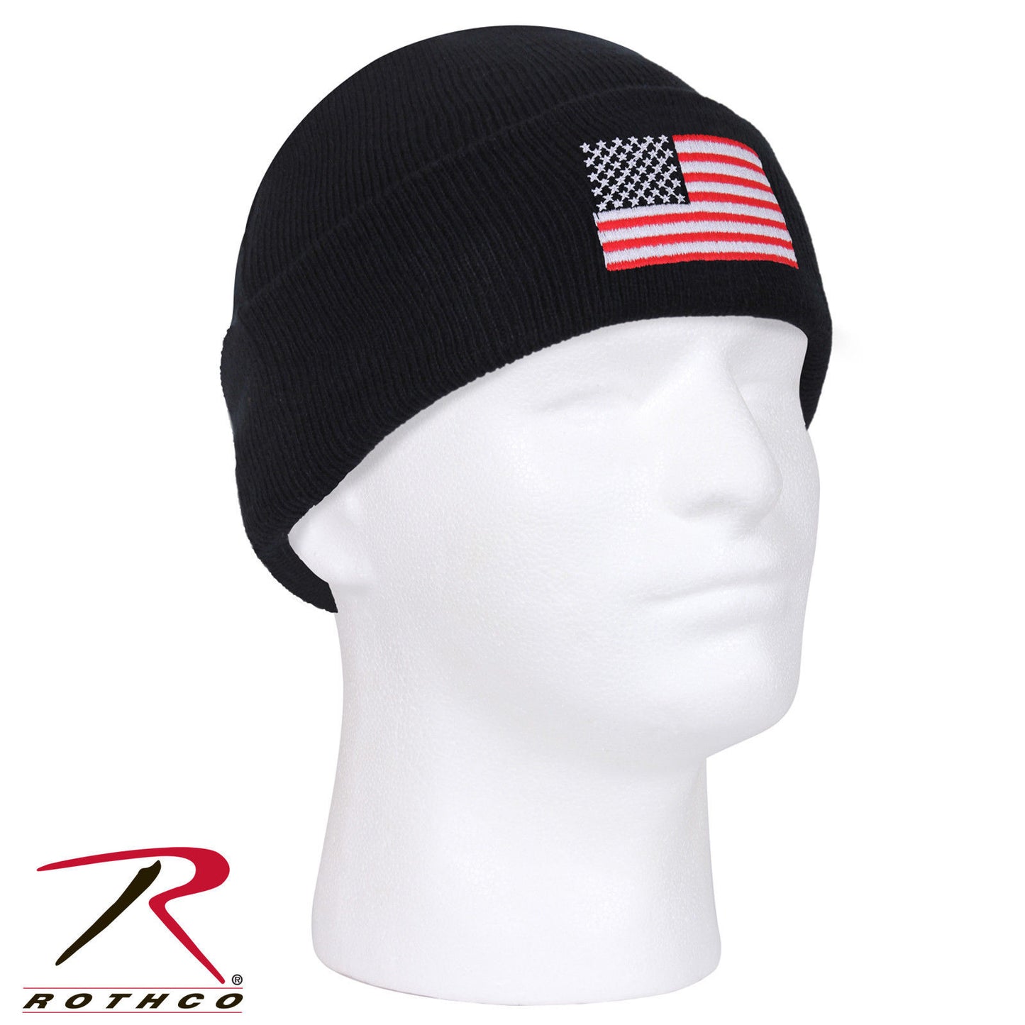 Rothco US Flag Embroidered Watch Cap - 100% Acrylic Winter Hat w/ American Flag
