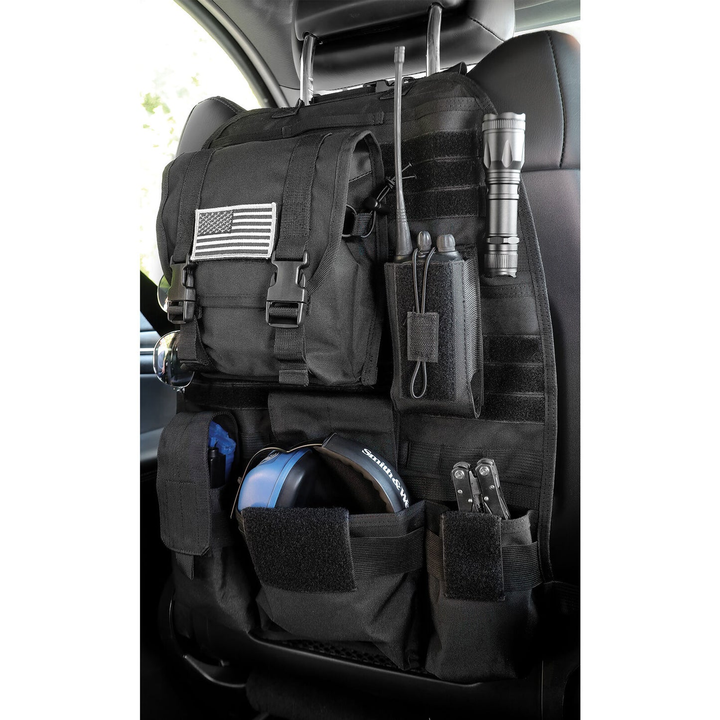 Rothco Tactical Car Seat Panel in Black - MOLLE Compatible Car Storage Gear