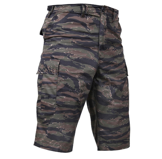 Men's Long-Length Tiger Stripe Camouflage Relaxed Fit BDU Cargo Shorts